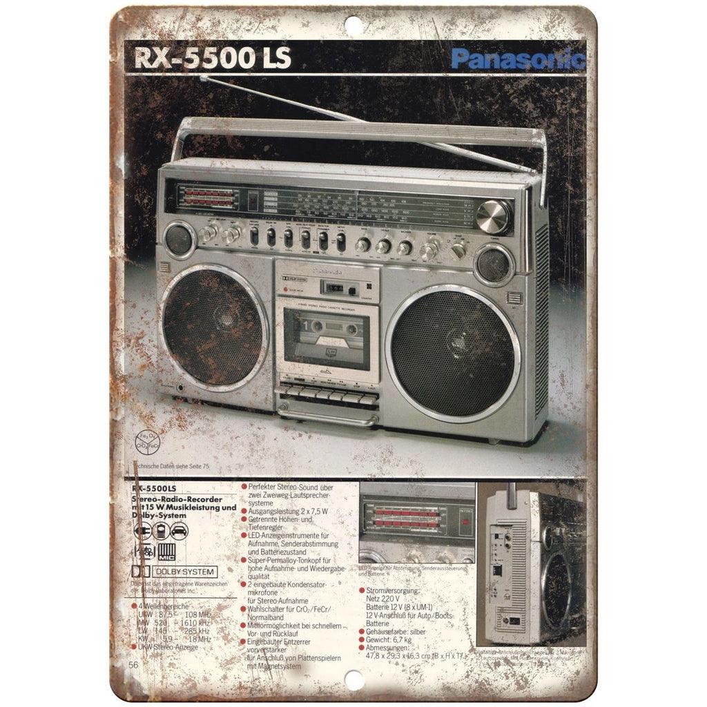 Panasonic RX-5500 LS Boombox Ghetto Blaster 10" x 7" reproduction metal sign D29