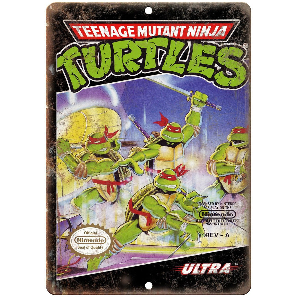 Ninja Turtles Nintendo Ultra Games Box Art 10" x 7" Reproduction Metal Sign G20