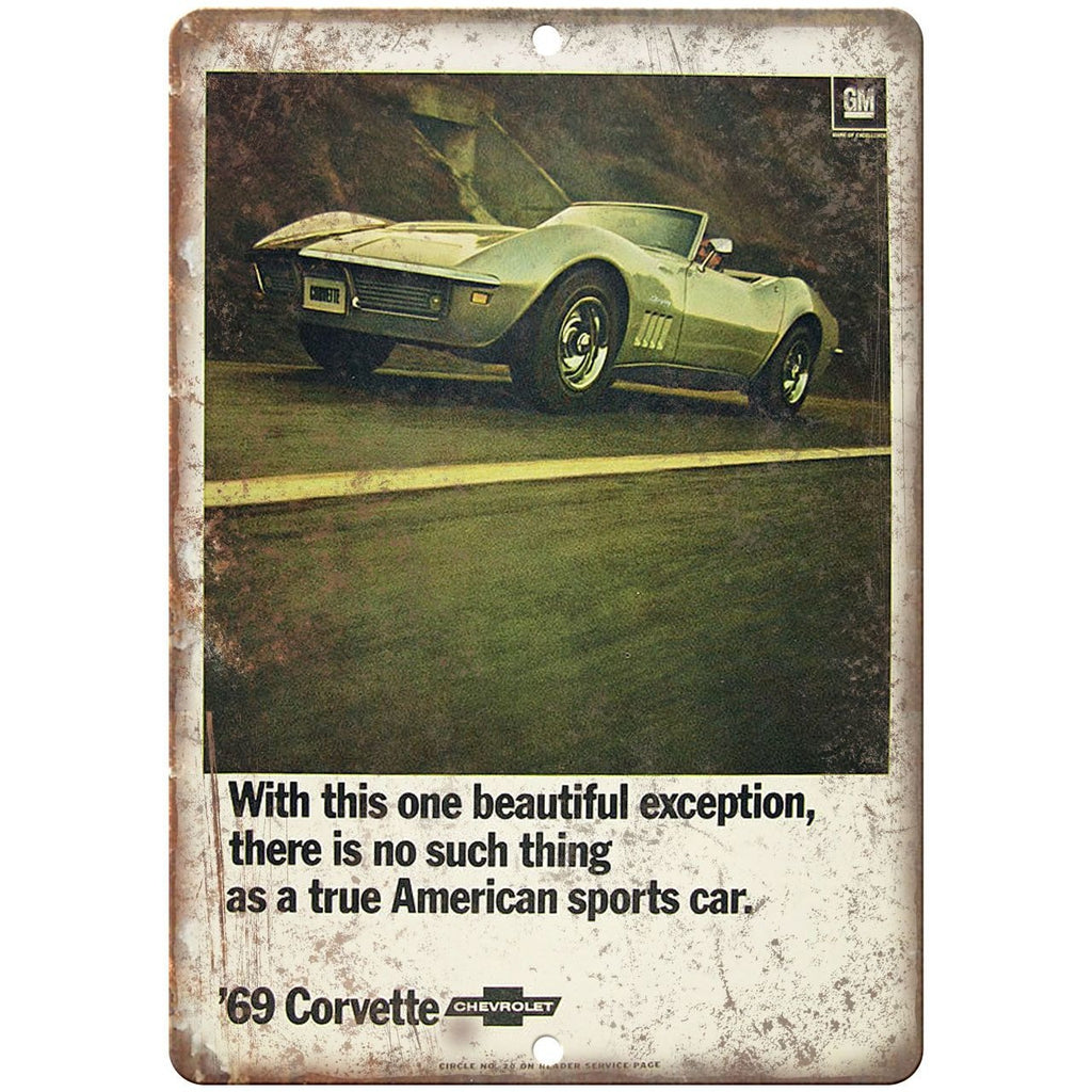 1969 Chevrolet Corvette 10" x 7" Reproduction Metal Sign