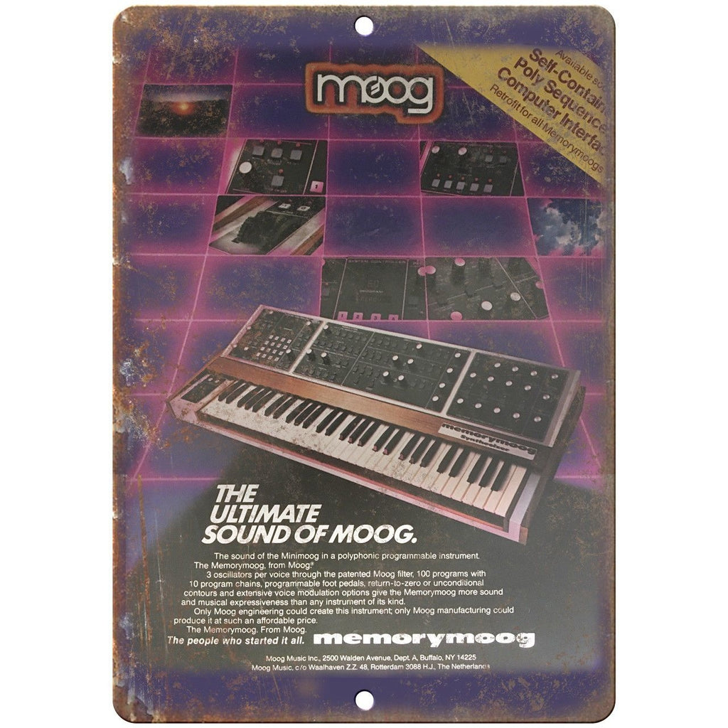 MOOG Minimoo Polyphonic Keyboard 10" x 7" Reproduction Metal Sign E15