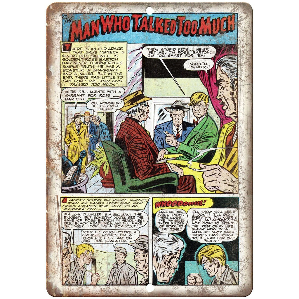 Ace Comics The Man Who Talked Too Much 10" X 7" Reproduction Metal Sign J373
