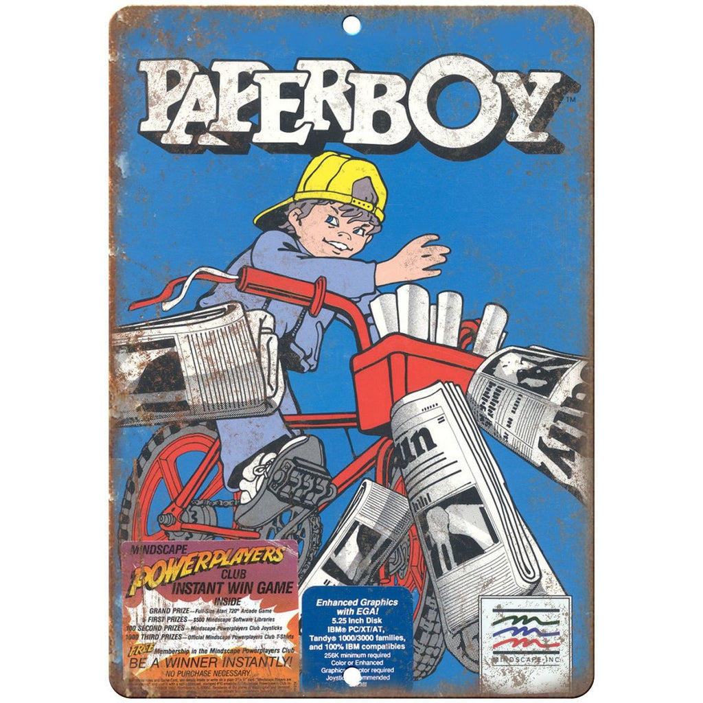 Paperboy Video Game Ad Arcade Gaming 10" x 7" Retro Look Metal Sign