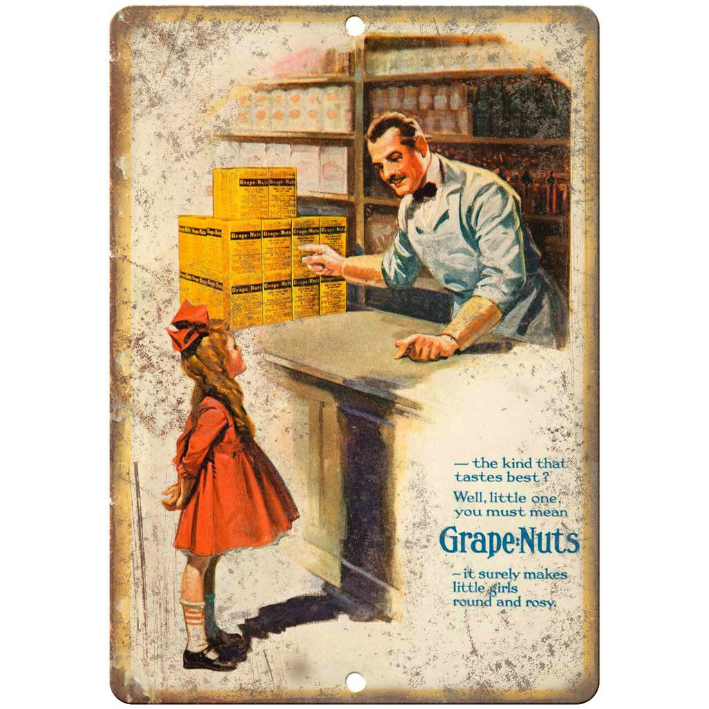 Grape Nuts Vintage Food Ad 10" X 7" Reproduction Metal Sign N349