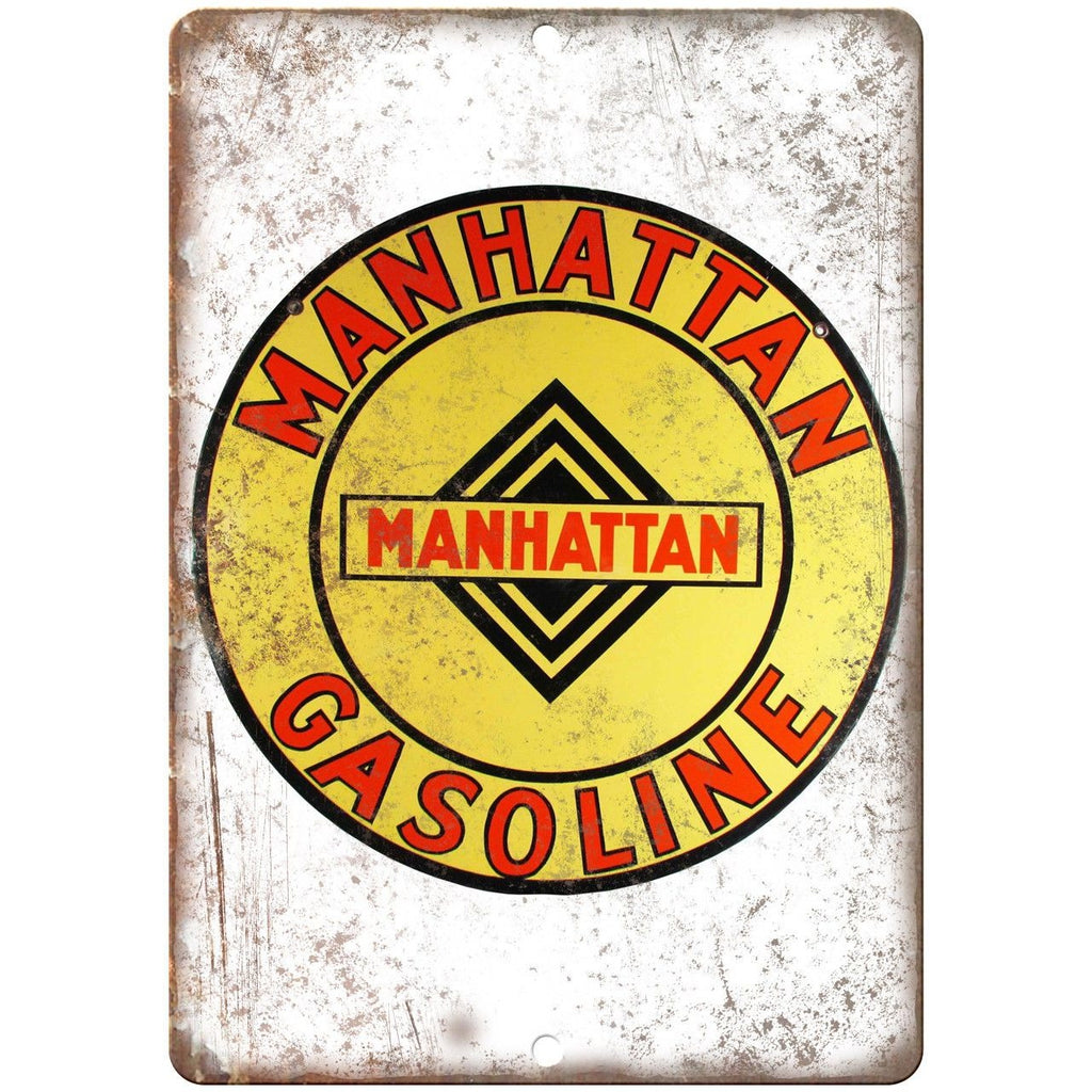 Manhattan Gasoline Porcelain Look Reproduction Metal Sign U136