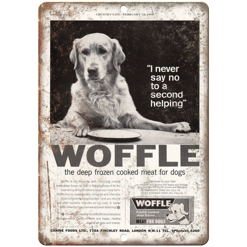 Woffle Dog Meat Vintgage Ad 10" X 7" Reproduction Metal Sign N347