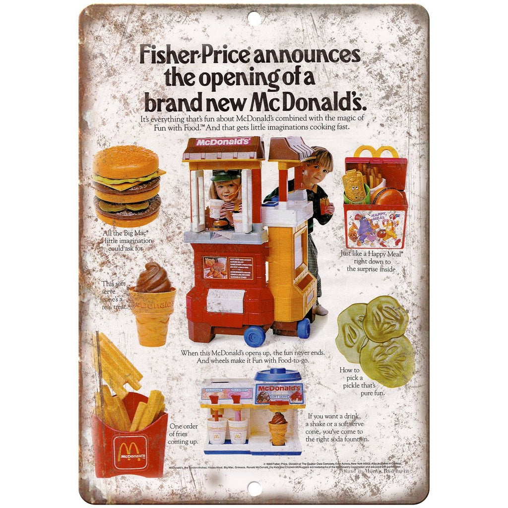 Fisher Price McDonalds Toy Ad Happy Meal 10"X7" Reproduction Metal Sign ZD03