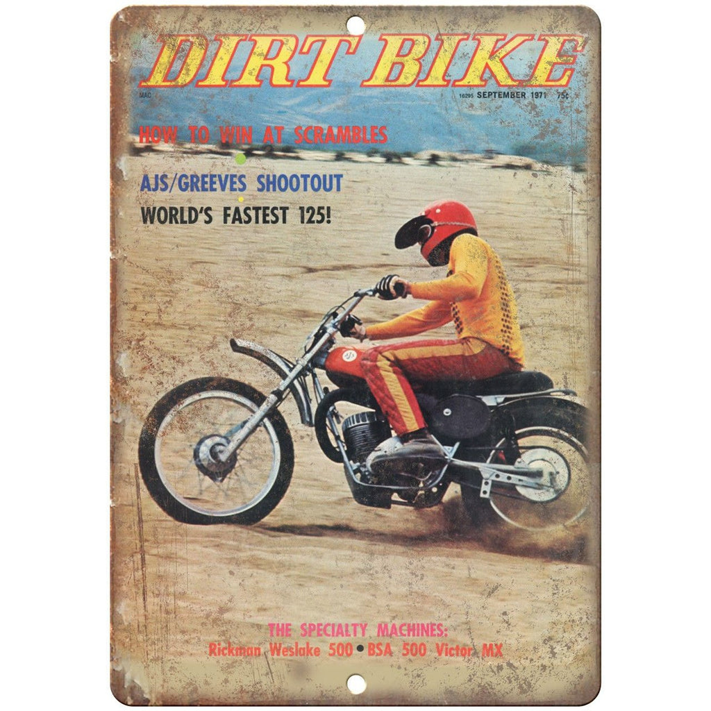 1971 Dirt Bike Magazine Cover BSA 500 10" x 7" Reproduction Metal Sign A366