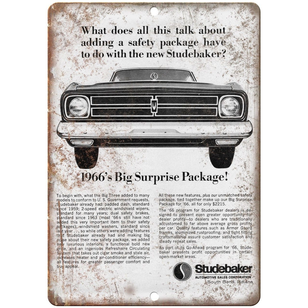 1966 Sudebaker Automobile Car Ad 10" x 7" Reproduction Metal Sign A422