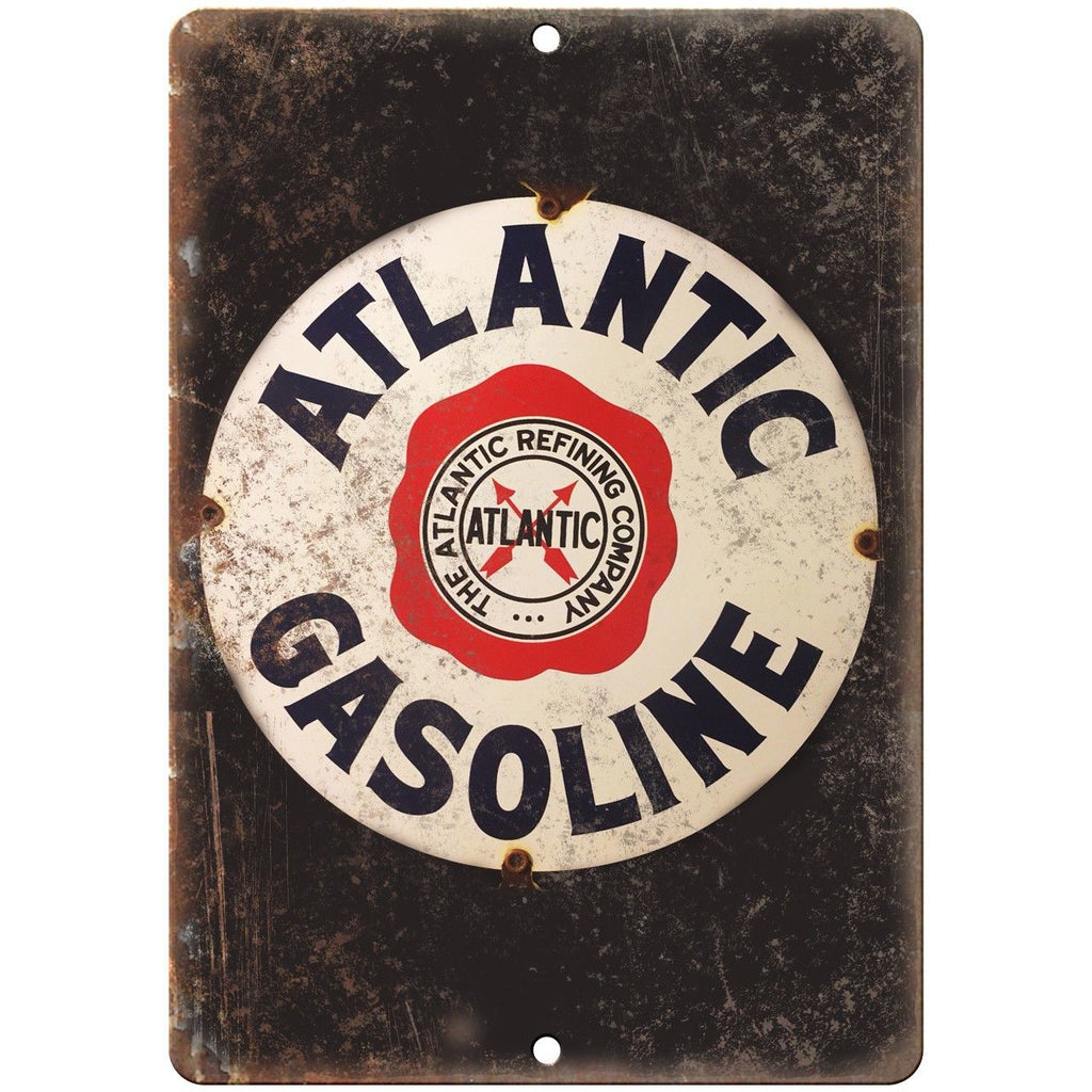 Atlantic Gasoline Porcelain Look 10" X 7" Reproduction Metal Sign U112