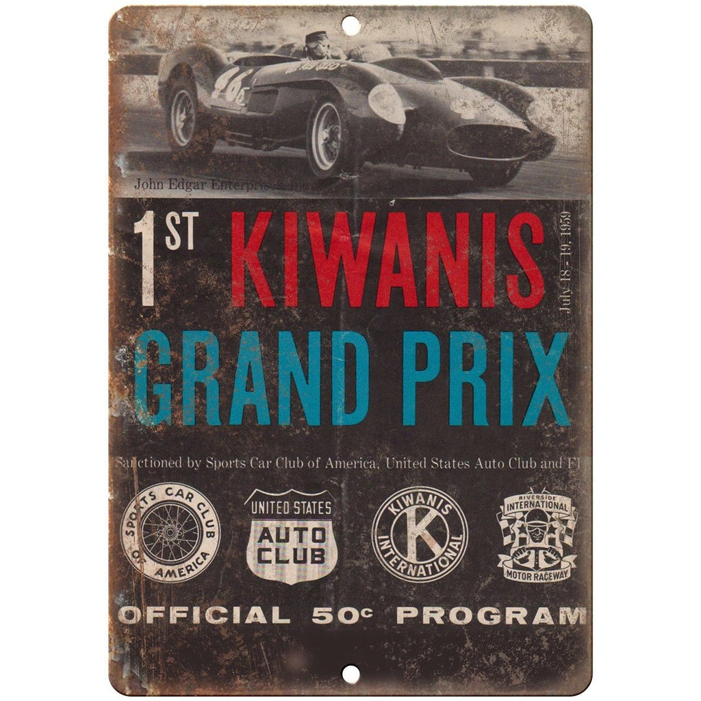 1959 Kiwanis Grand Prix John Edgar 10" X 7" Reproduction Metal Sign A607