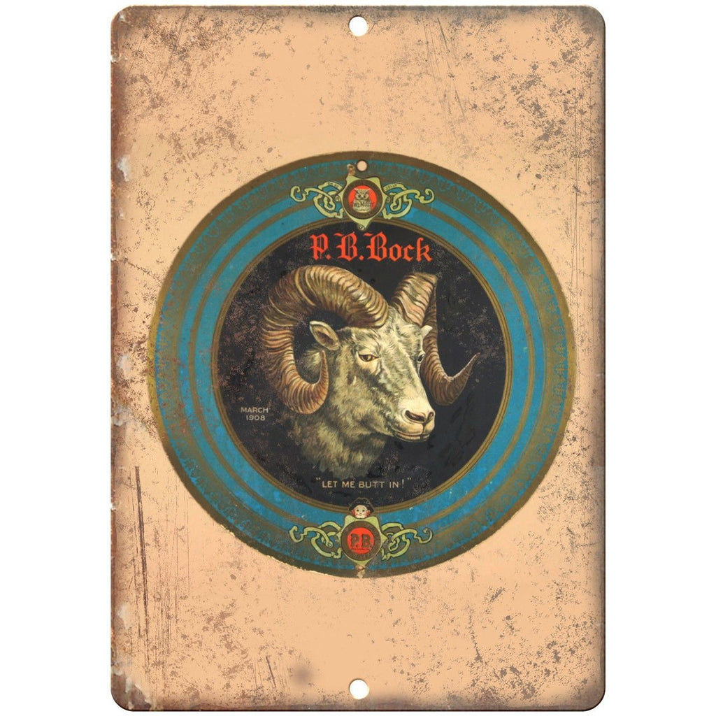 1908 PB Bock Beer Man Cave D√©cor Vintage Ad Reproduction Metal Sign E149