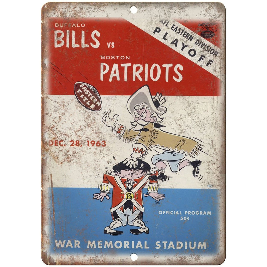 Buffalo Bills Vs Patriots 1963 Program Cover 10"x7" Reproduction Metal Sign X36
