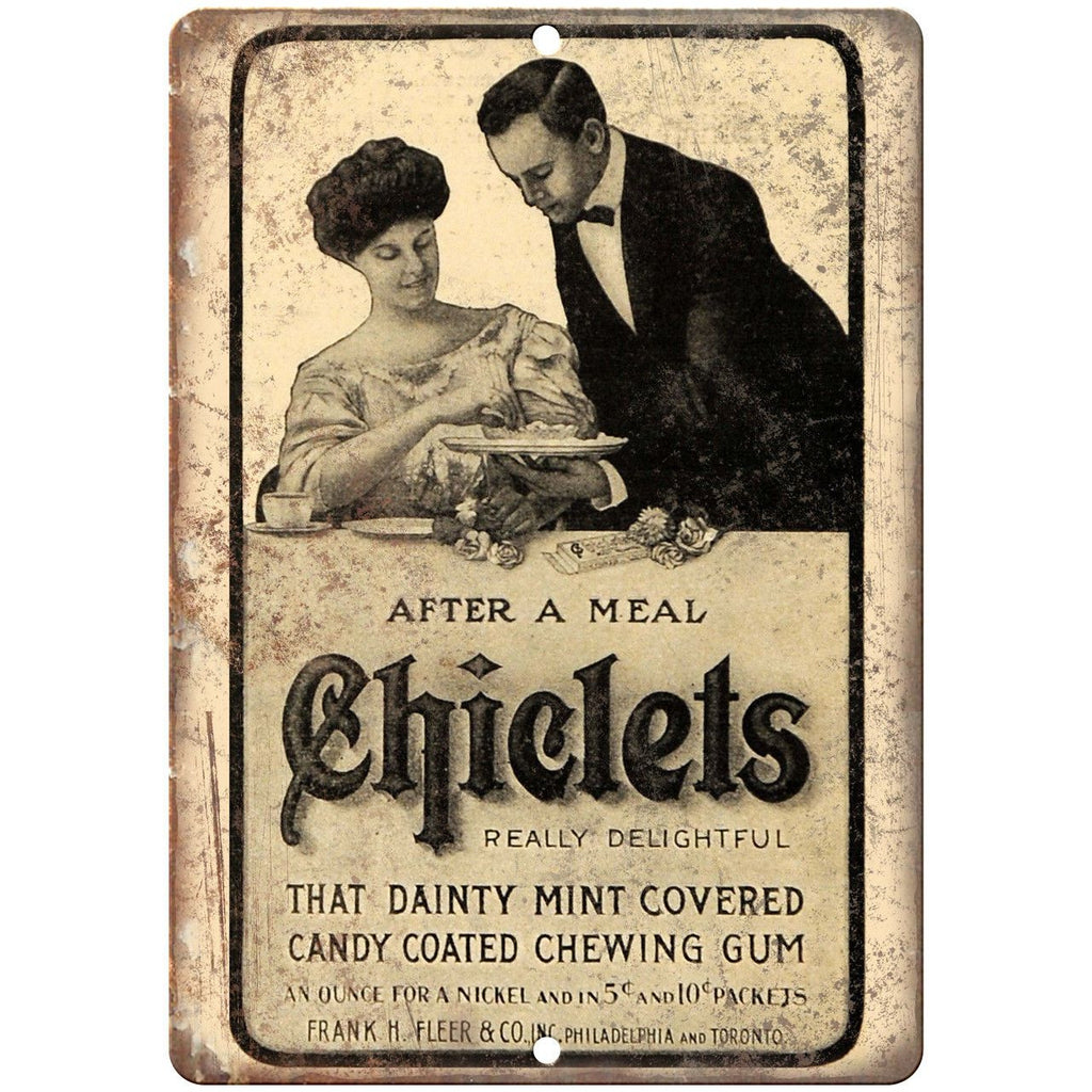 Chicklets Chewing Gum Vintage Ad 9" x 12" Reproduction Metal Sign N245