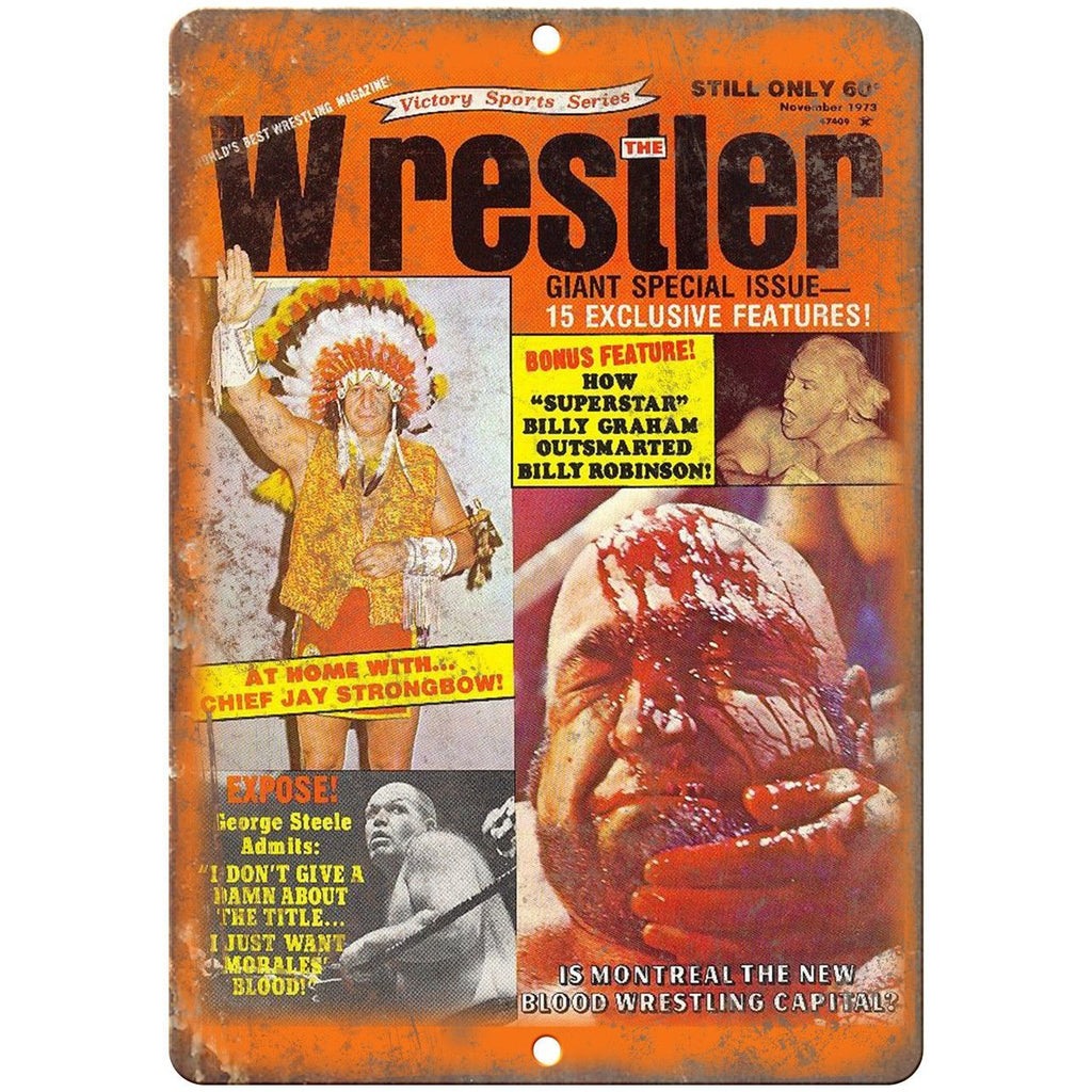 1973 Wrestler Magazine Geroge Steele 10" x 7" Reproduction Metal Sign X73