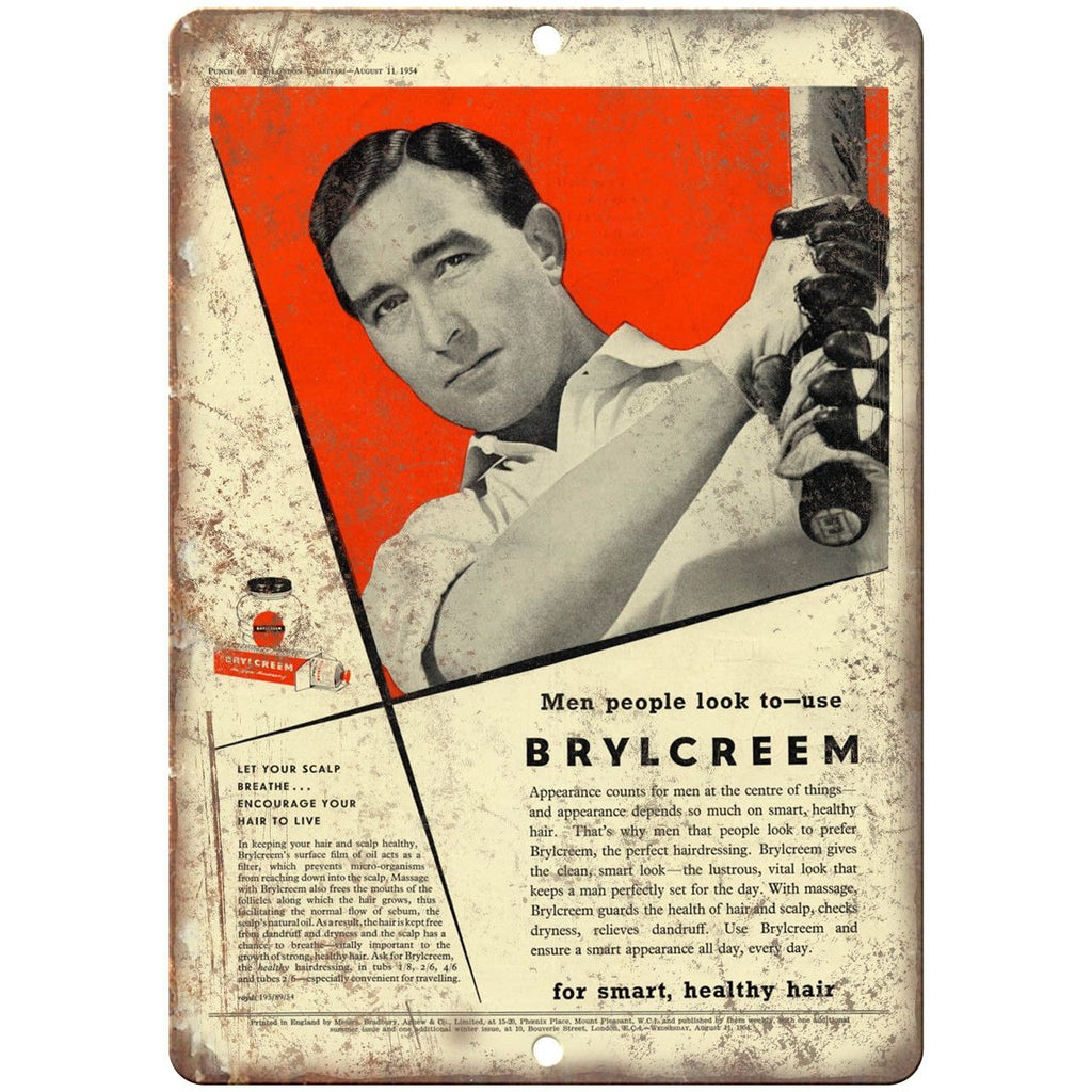 Brylcreem Shaving Cream Vintage Ad 10" X 7" Reproduction Metal Sign ZF69