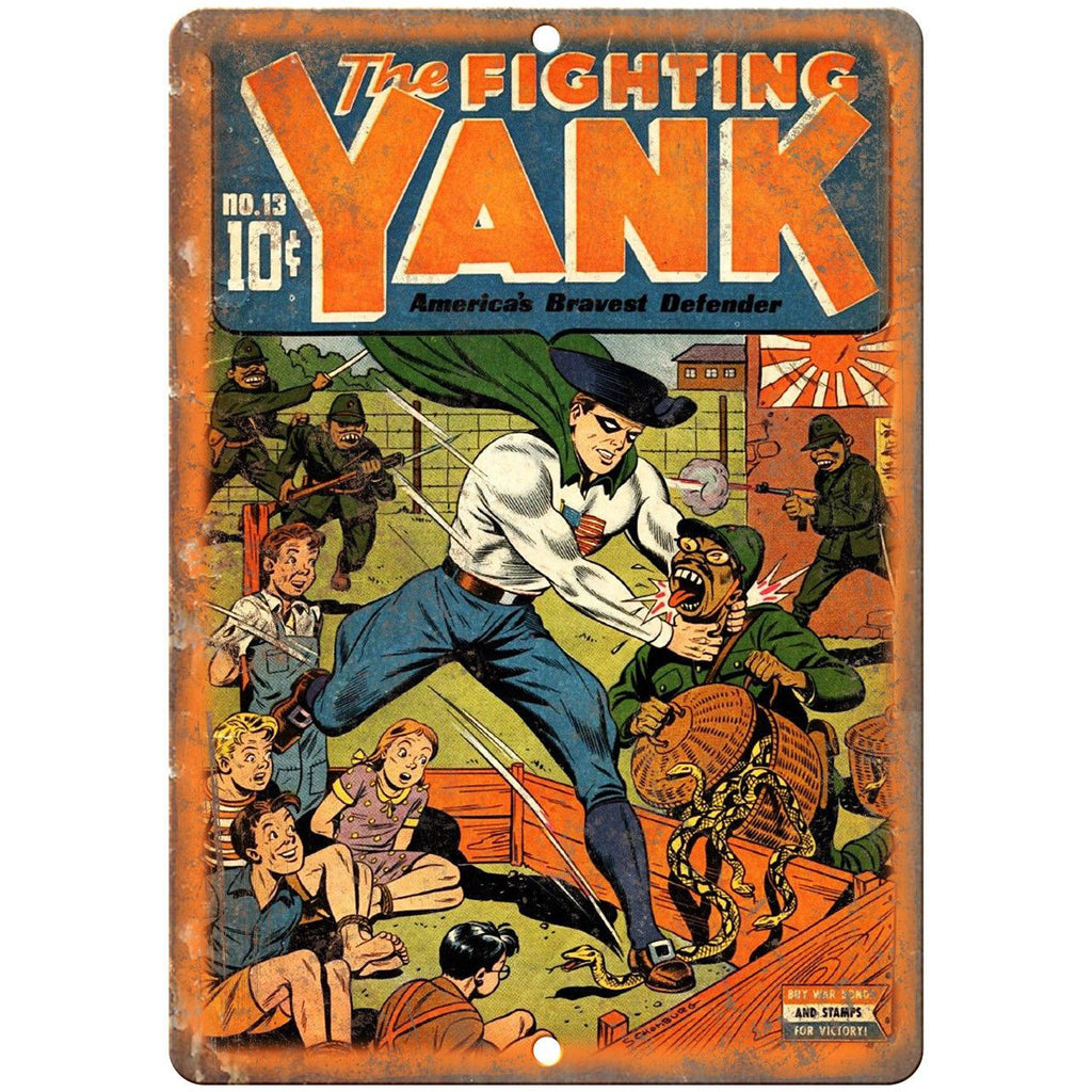 The Fighting Yank No 13 Comic Cover Book 10" x 7" Reproduction Metal Sign J618