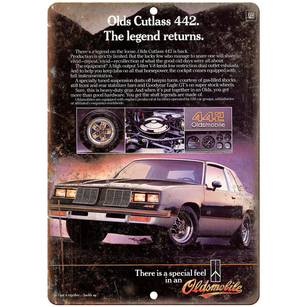 1985 Oldsmobile Cutlass 442 10" x 7" Reproduction Metal Sign