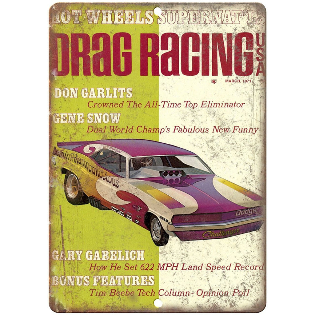 1971 Drag Racing USA, Don Garlits, Gene Snow, 10" x 7" Retro Metal Sign