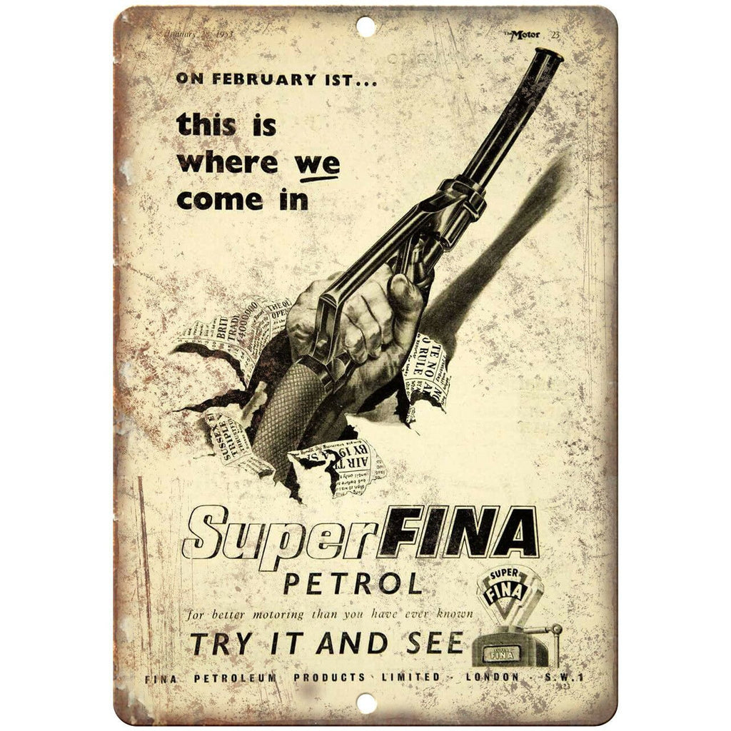 Superfina Petrol Motor Oil Vintage Ad 10" X 7" Reproduction Metal Sign A724