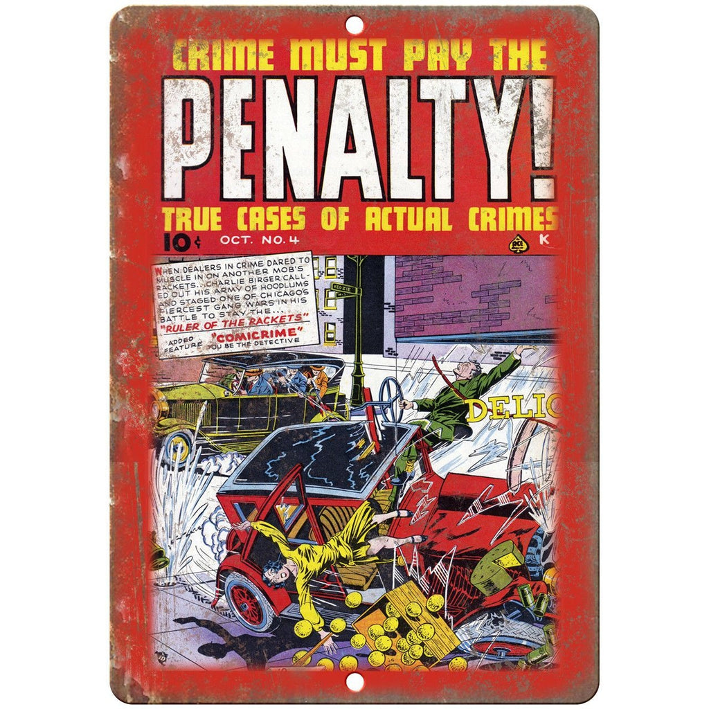 Penalty! Ace Comics Vintage Comic Art 10" X 7" Reproduction Metal Sign J352