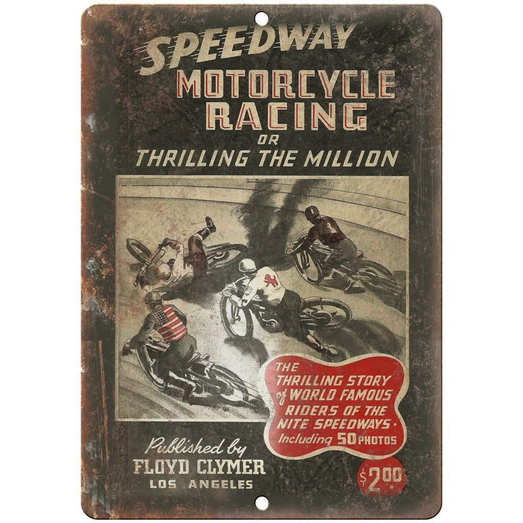 Floyd Clymer Speedway Motorcycle Racing LA 10" x 7" Reproduction Metal Sign F03