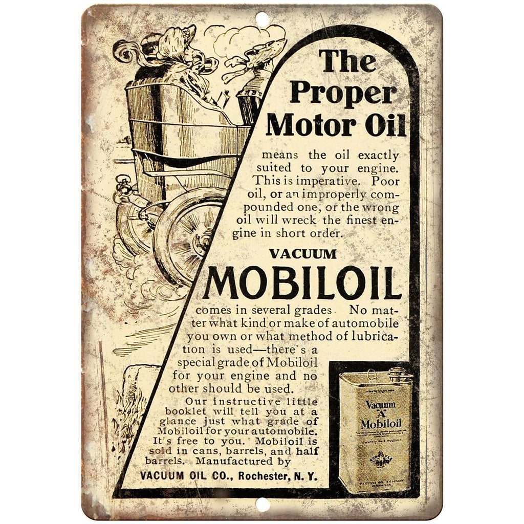 Vacuum Mobiloil Motor Oil Vintage Ad 10" X 7" Reproduction Metal Sign A762