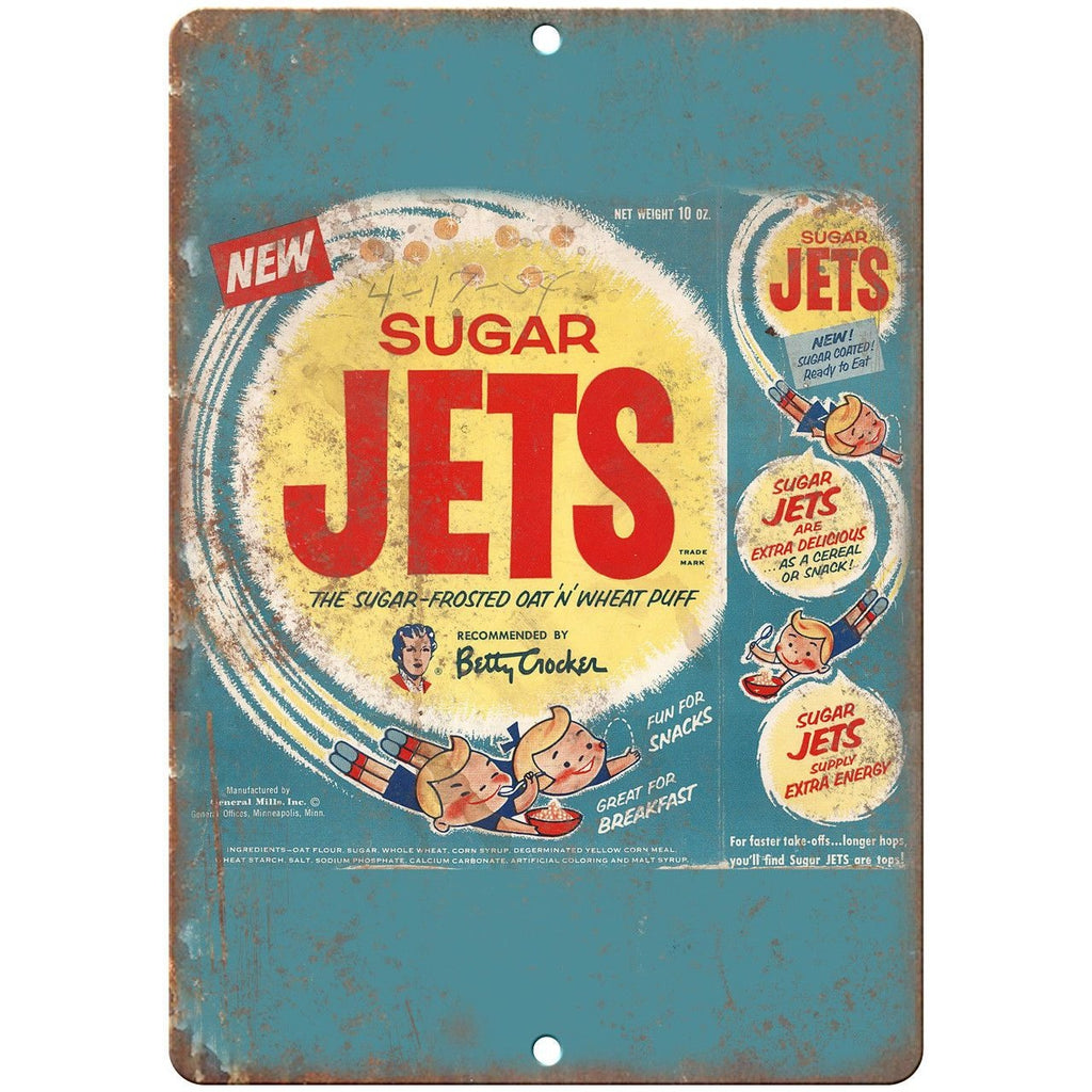 Sugar Jets Vintage Cereal Box Art 10" x 7" Reproduction Metal Sign N208