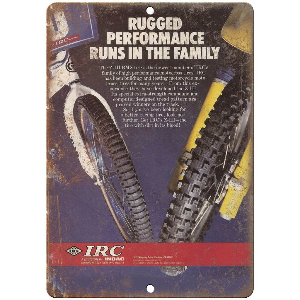 10" x 7" Metal Sign - IRC BMX Tire - Vintage Look Reproduction B87