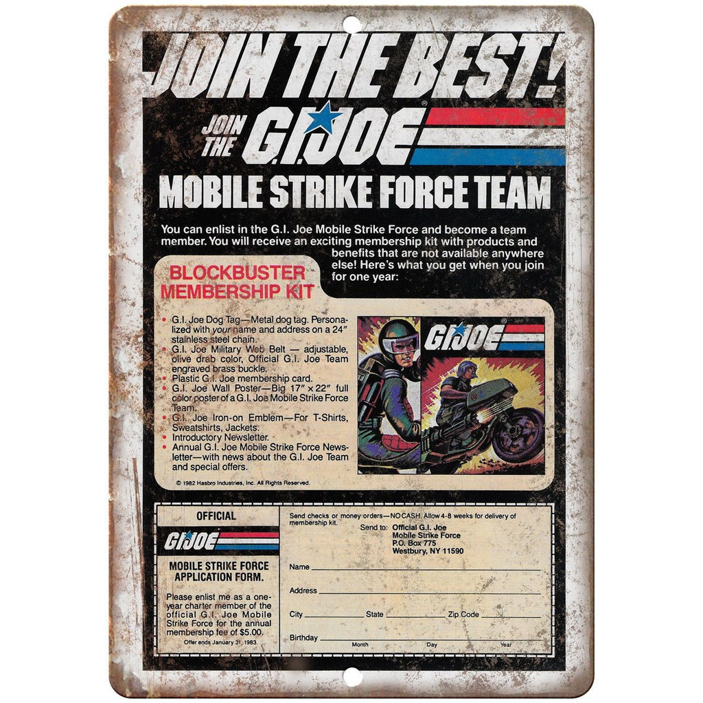 G.I. Joe Strike Force Team Member Comic Ad 10" X 7" Reproduction Metal Sign J172
