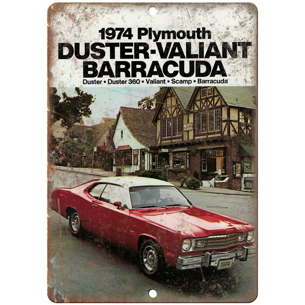 1974 Plymouth Duster Valiant Barracuda Car Flyer Ad 10" x 7" Retro Metal Sign