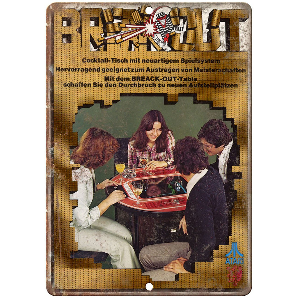10" x 7" metal sign - ATARI Breakout arcade game - Vintage Look Reproduction