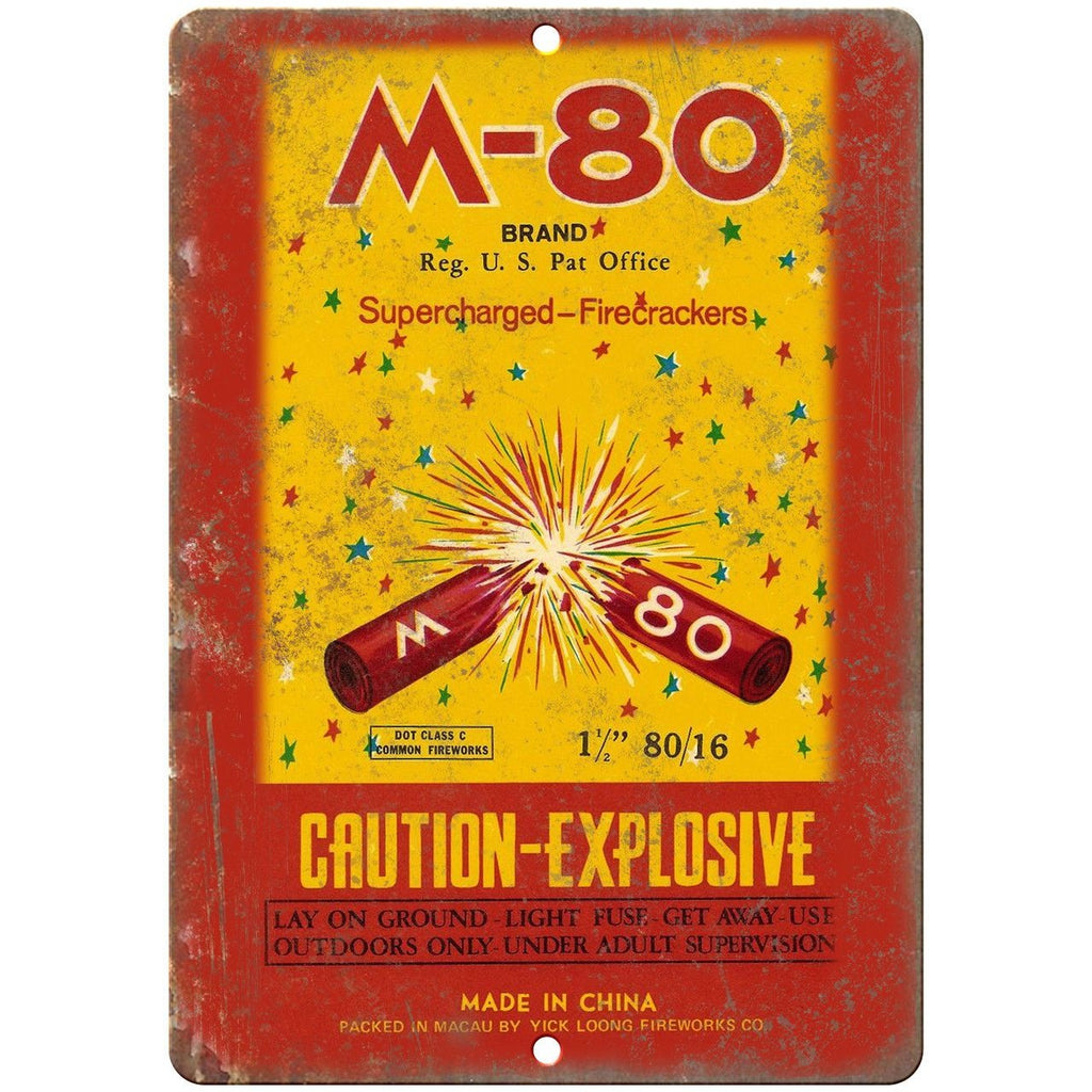 M-80 Brand Firecrackers Package Art 10" X 7" Reproduction Metal Sign ZD36