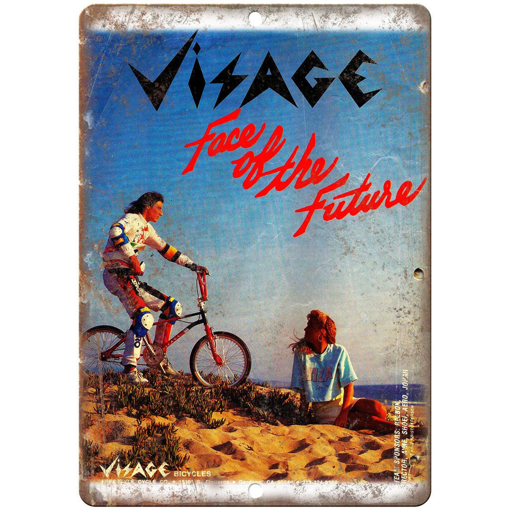Visage Bicycles BMX Racing Vintage Ad 10" x 7" Reproduction Metal Sign B472