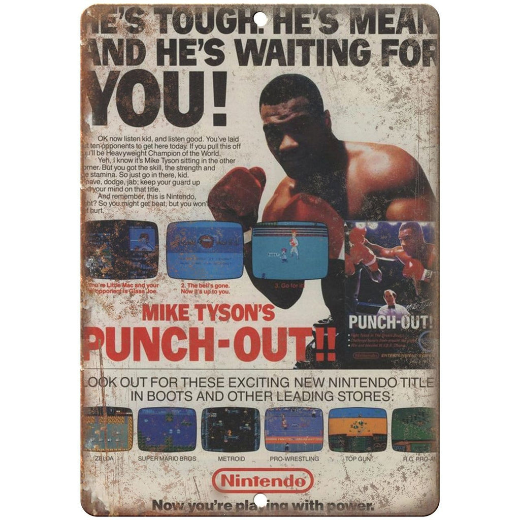 Mike Tysons Punch-Out Nintendo NES 10" x 7" reproduction metal sign