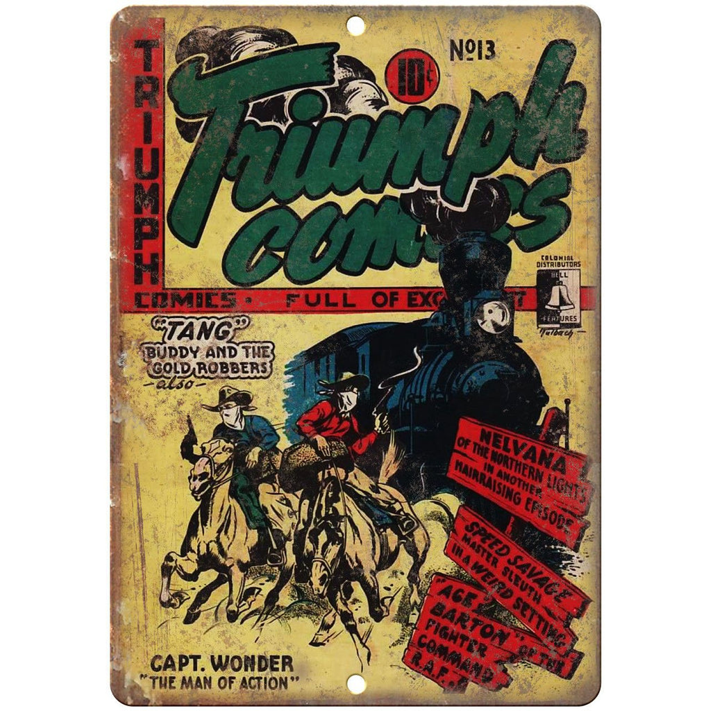 Triumph Comic No 13 Vintage Book Cover 10" x 7" Reproduction Metal Sign J724