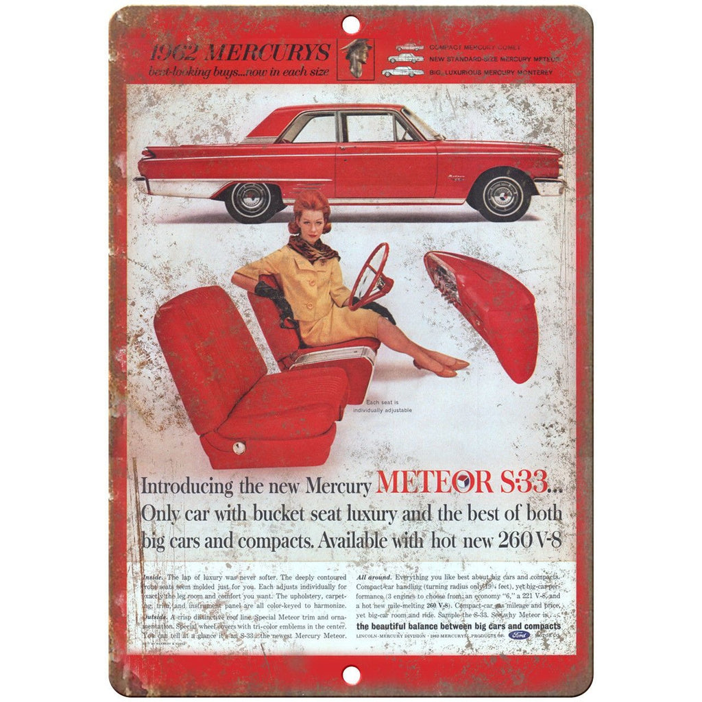 Mercury Meteor s-33 Vintage Auto Ad Ford 9" x 12" Reproduction Metal Sign A326