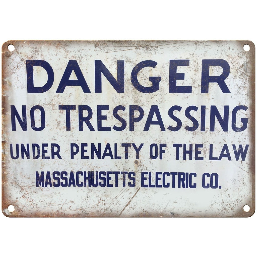 Porcelain Look Danger No Trespassing 10" x 7" Reproduction Metal Sign