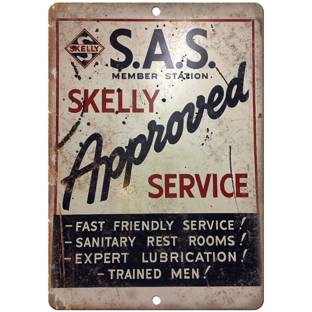 Porcelain Look SAS Skelly Approved Service 10" x 7" Retro Look Metal Sign