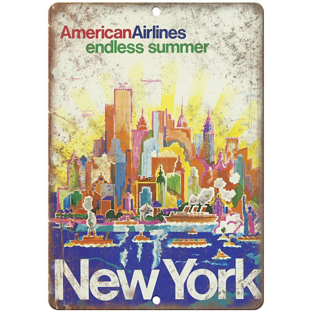 New York City Poster American Airlines 10" x 7" Reproduction Metal Sign T50