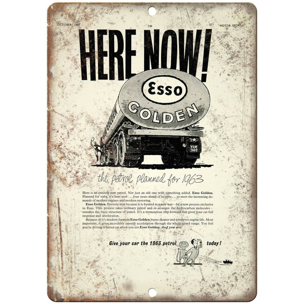 Esso Golden Automobile Motor Oil Vintage 10" X 7" Reproduction Metal Sign A721