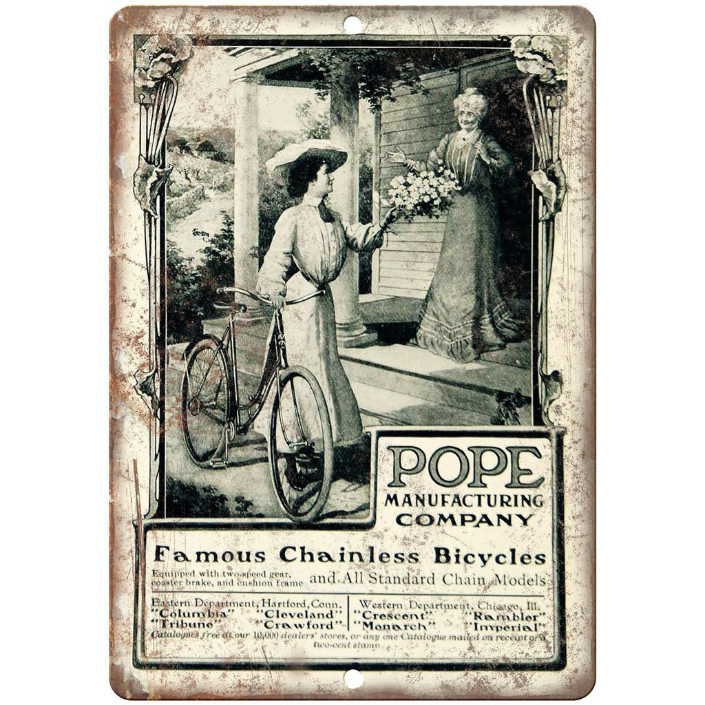 Pope Manufacturing Company Bicycle Vintage 10" x 7" Reproduction Metal Sign B321