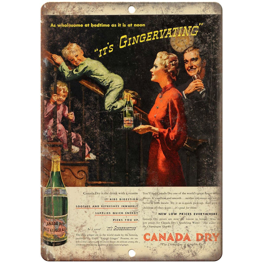 Canada Dry Ginger Ale Vintage Ad 10" X 7" Reproduction Metal Sign N268