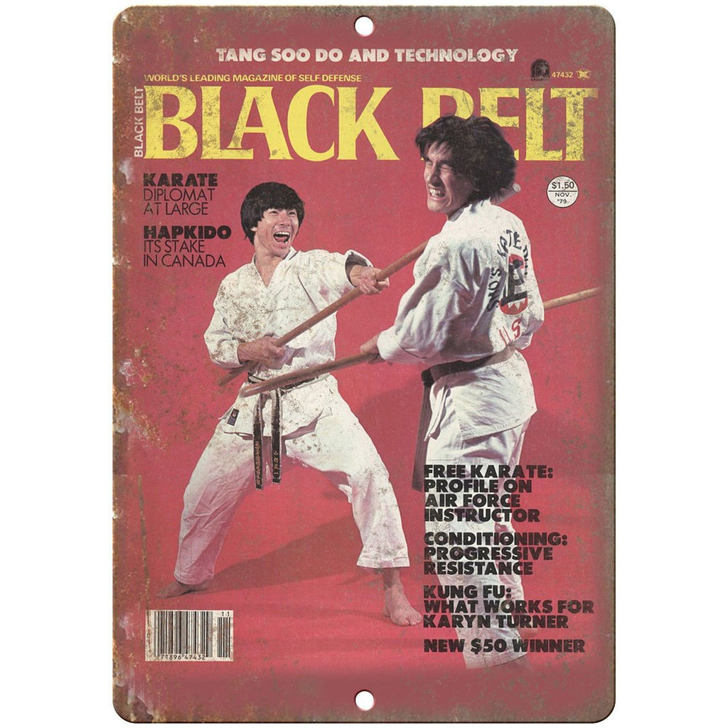 Black Belt Karate Magazine Cover Art 10" x 7" Reproduction Metal Sign X52