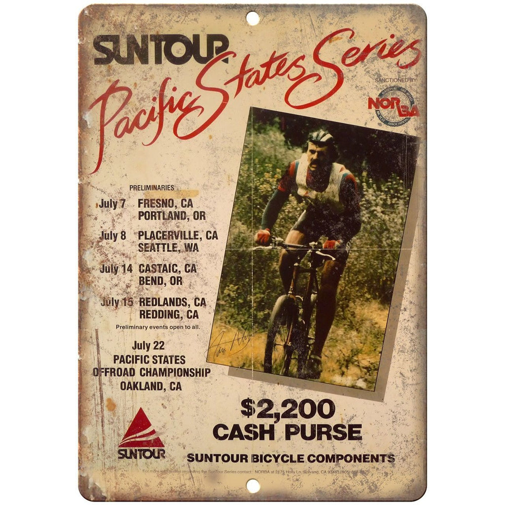 Suntour Bicycle Components Vintage Ad 9" x 12" Reproduction Metal Sign B201