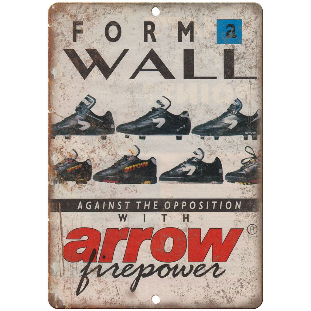 Arrow Firepower Soccer Cleat Ad 10" X 7" Reproduction Metal Sign ZE76