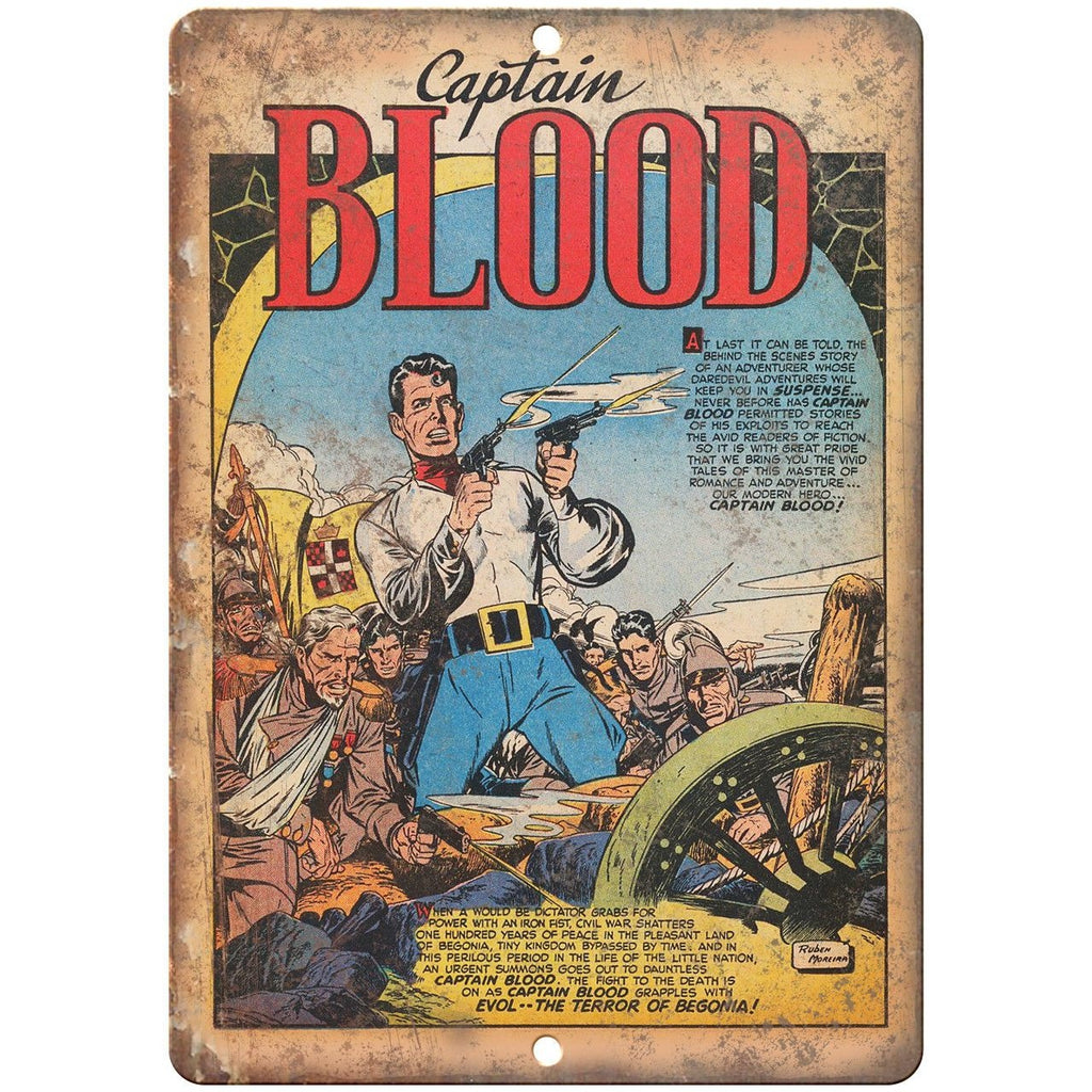 Captain Blood Vintage Comic Strip Art 10" X 7" Reproduction Metal Sign J430