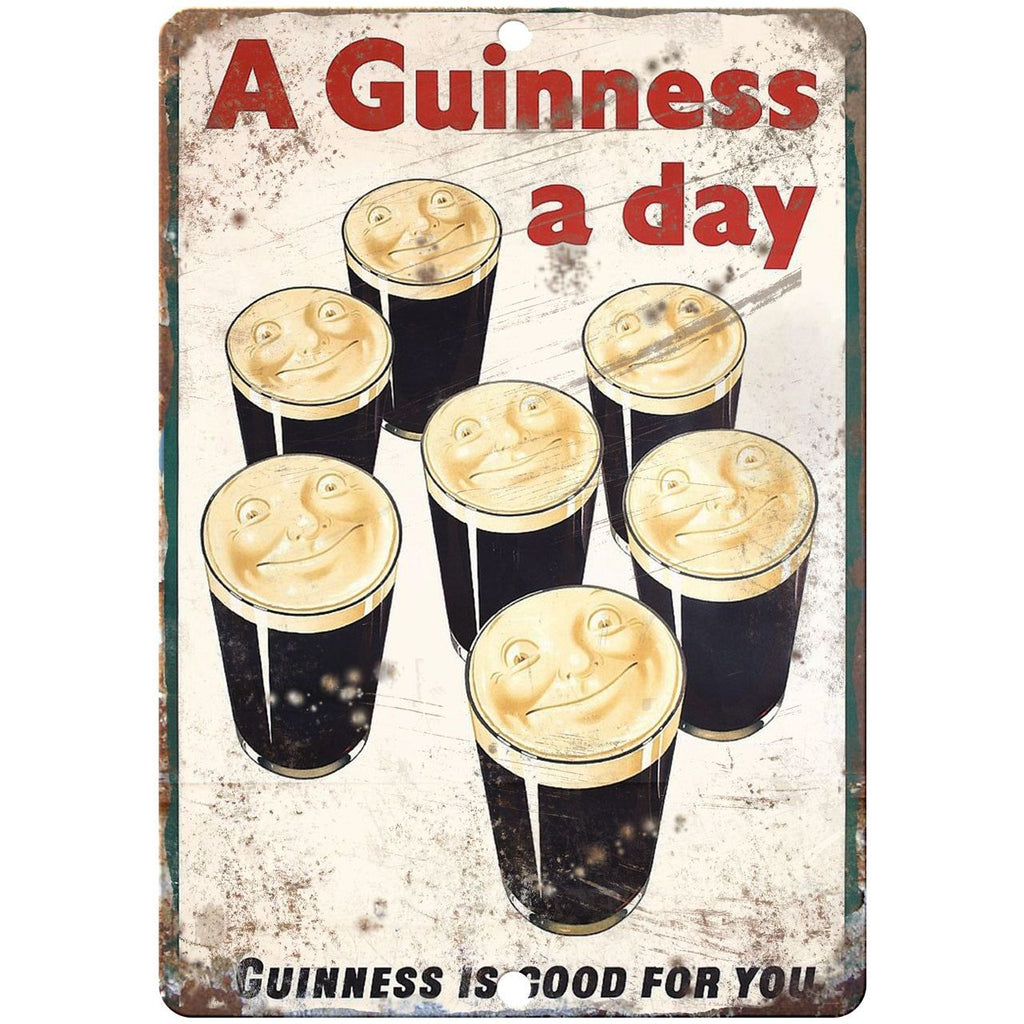 10" x 7" Metal Sign - Guinness Beer Ad - Vintage Look Reproduction