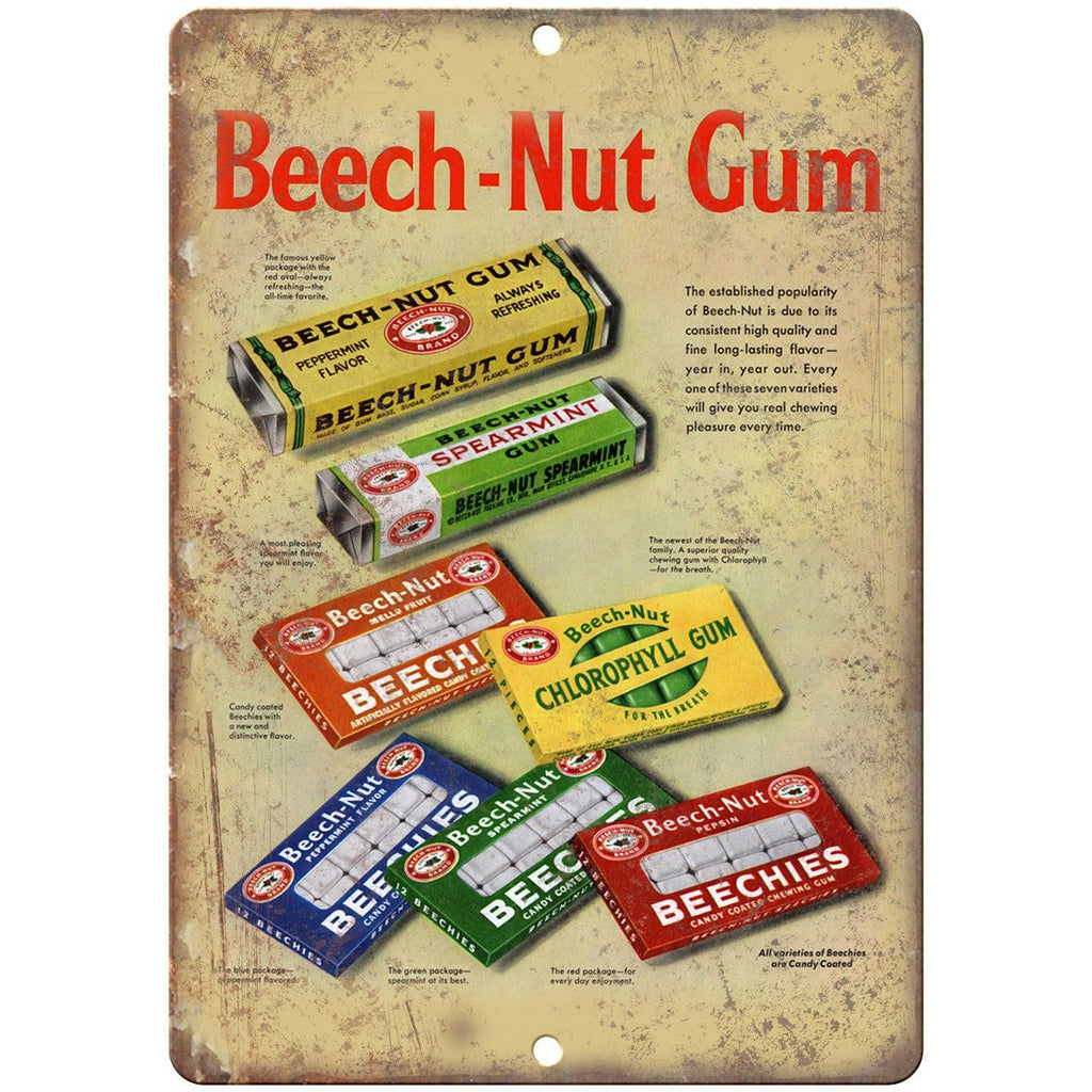 Beech-Nut Gum Vintage Ad 10" X 7" Reproduction Metal Sign N78