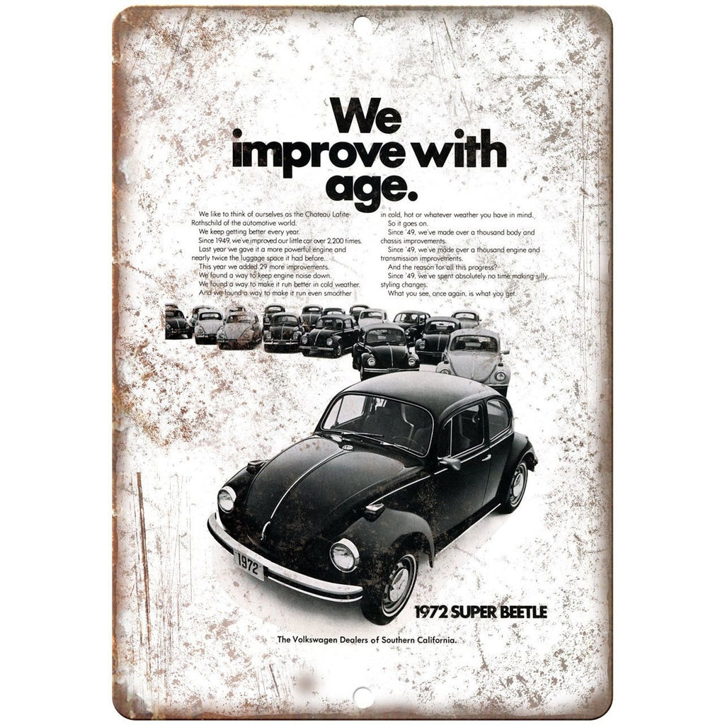 1972 Volkswagen Super Beetle Ad California 10" X 7" Reproduction Metal Sign A61