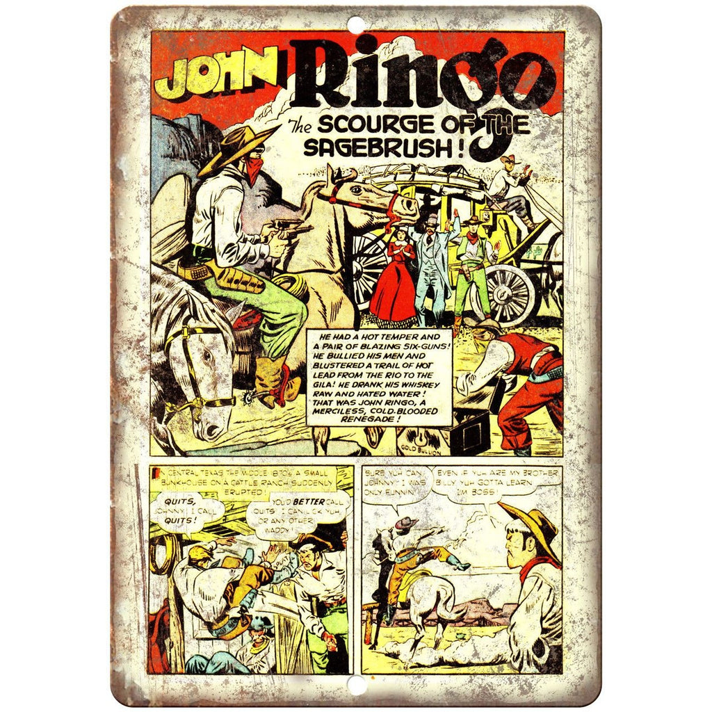 John Ringo Ace Comics Vintage Comic Strip 10" X 7" Reproduction Metal Sign J365